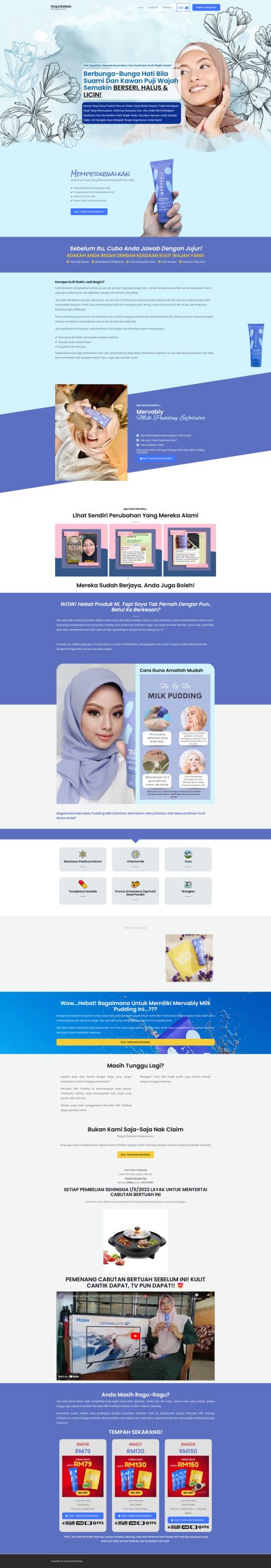 Landing page Mervably beauty product - hasil kerja agensi digital marketing Onesty Digital